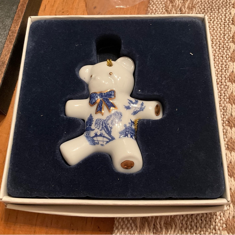 Limited Edition Vintage Paul Cardew Blue Willow Teddy Bear Christmas Ornament